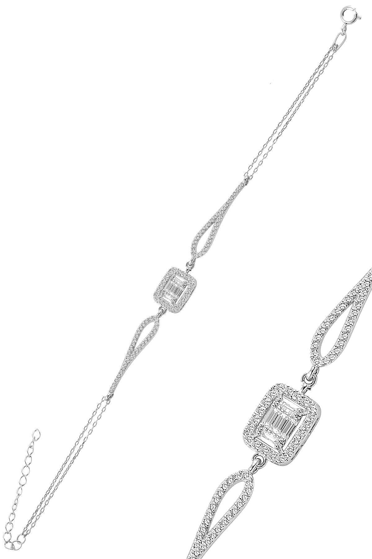 Söğütlü Silver Gümüş Rodyumlu Zirkon Baget Taşlı Bileklik. Sgtl10741rodaj - Görsel 2