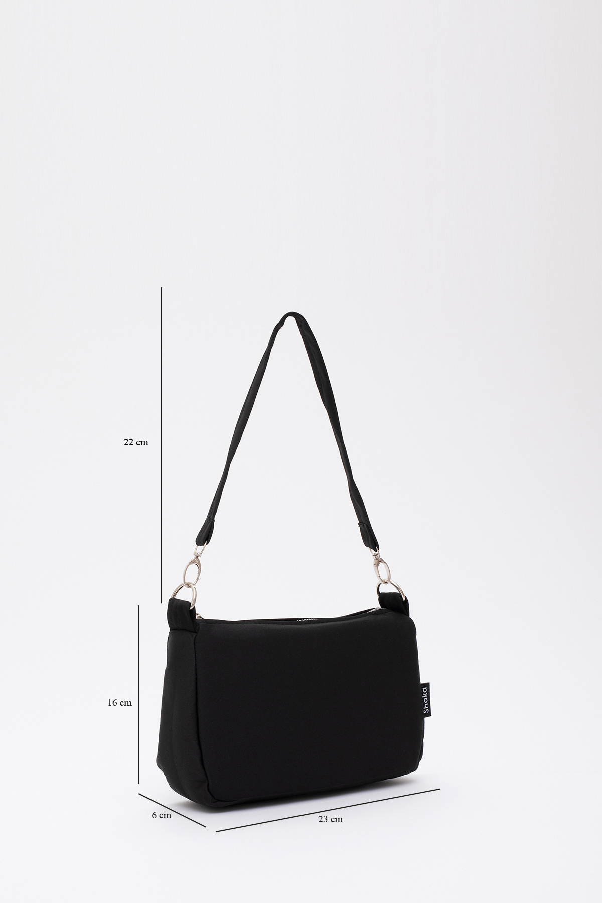 SHAKA Siyah U16 Günlük Spor Kanvas Kumaş Baget Kadın El Ve Omuz Çantası U:23 E:16 G:7 - Görsel 2