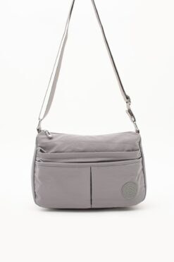 Sanmorris Kadın Suya Dayanıklı Paraşüt Kumaş 5 Gözlü Açık Gri Renkli Çapraz Askılı El Ve Omuz Çantası