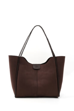 SHAKA Kahverengi Süet Shk76 Çıtçıtlı Fitil Askılı Suni Deri Makyaj Çantalı Büyük Boy Kadın El ve Omuz Çant