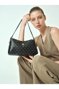 Pierre Cardin Siyah Monogram Kadın Omuz Çantası 05PO25Y2061