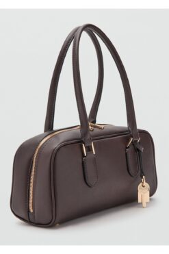 MANGO Woman Deri görünümlü bowling çanta