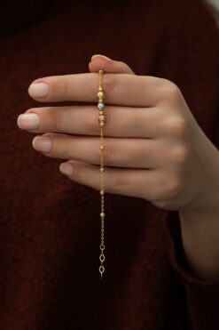 Nereze Kadın 925 Ayar Minik Toplu Renkli Dorika Gümüş Bileklik