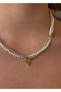 KİLİGİSTANBUL Çoklu İnci̇li̇ Kalp Kolye