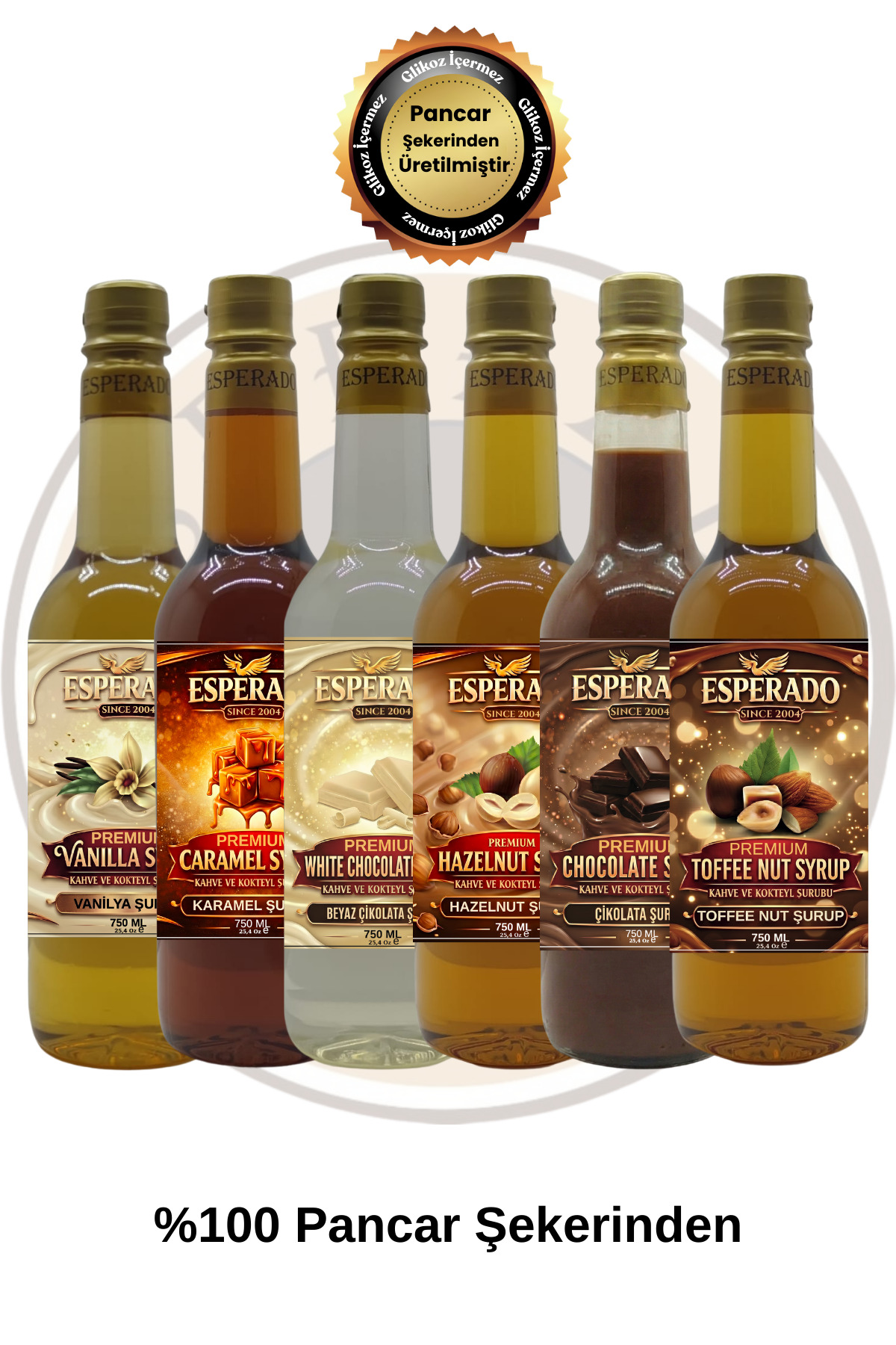 ESPERADO VANİLYA-KARAMEL-BEYAZ ÇİK.-FINDIK-ÇİKOLATA-TOFFNUT AROMALI KAHVE ŞURUBU 750 ML*6 AD. - Görsel 2