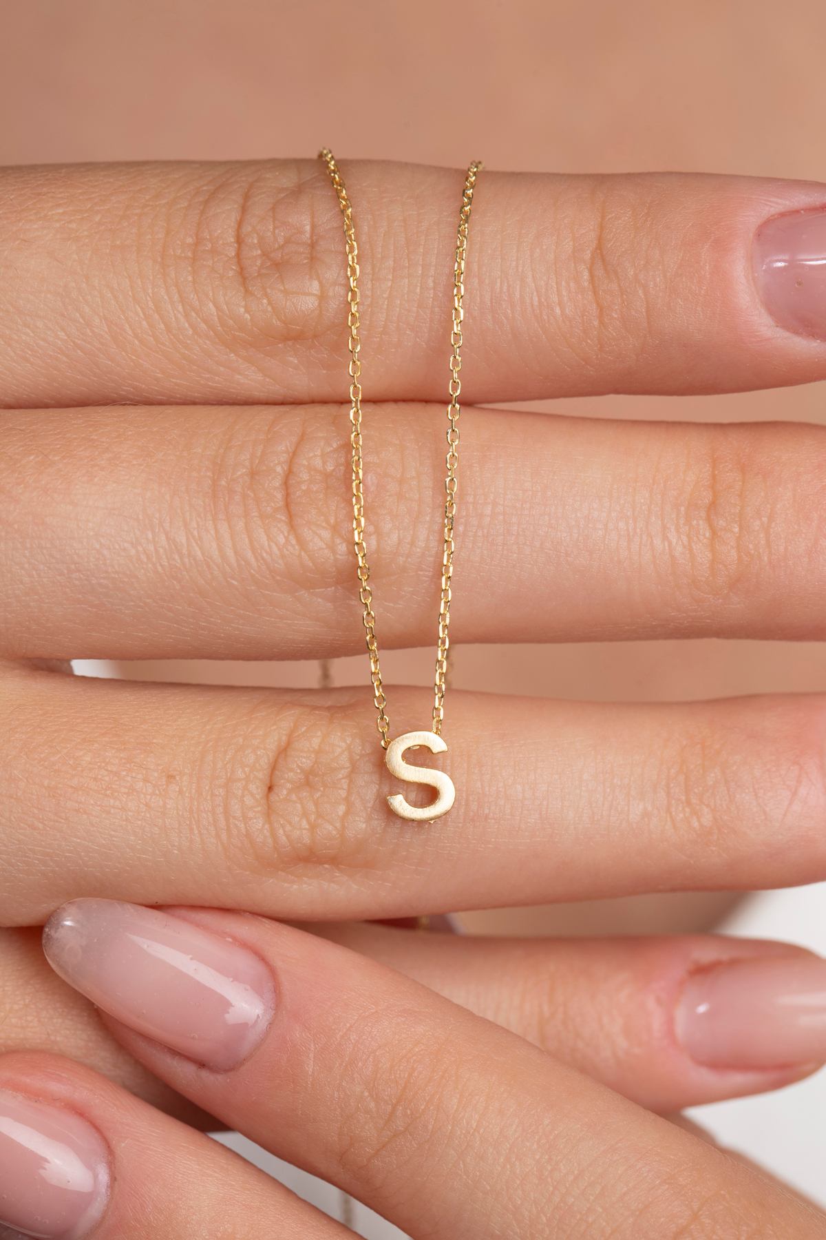 Elika Silver 925 Ayar Gümüş Üç Boyutlu S Harfi Gold Kolye