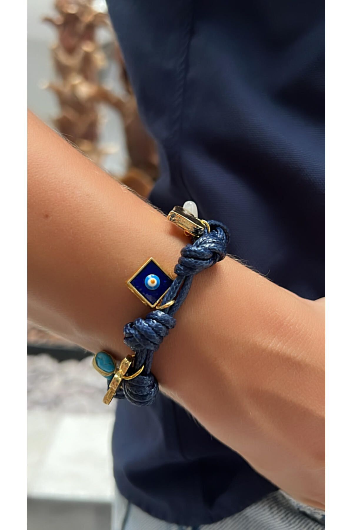 Kutcha Accessories Lacivert Ipli Nazar Boncuklu Şans Bilekliği – Koruyucu Ve Tarz