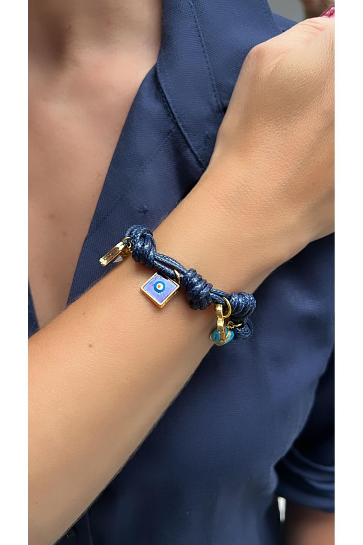 Kutcha Accessories Lacivert Ipli Nazar Boncuklu Şans Bilekliği – Koruyucu Ve Tarz - Görsel 2