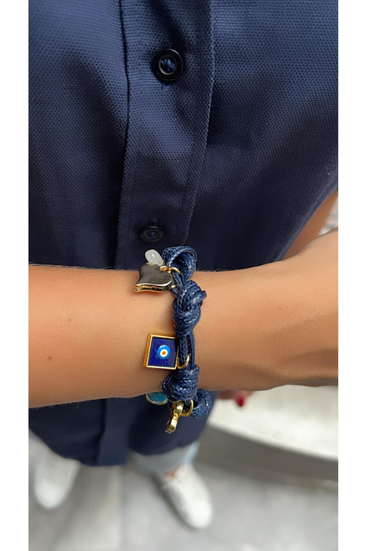 Kutcha Accessories Lacivert Ipli Nazar Boncuklu Şans Bilekliği – Koruyucu Ve Tarz - Görsel 3