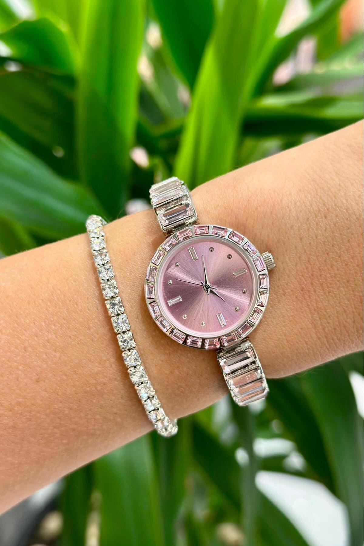 DEEPORA TAŞ KORDONLU KADIN SAATİ+SU YOLU BİLEKLİK HEDİYELİ - Görsel 2