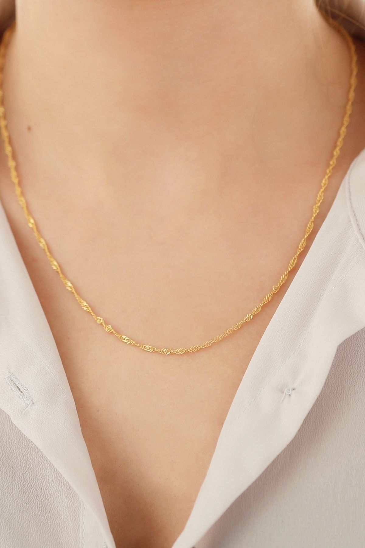 Silvano Jewelry 925 Ayar Gümüş Singapur ( Kıvrım ) Zincir Kolye - Görsel 2