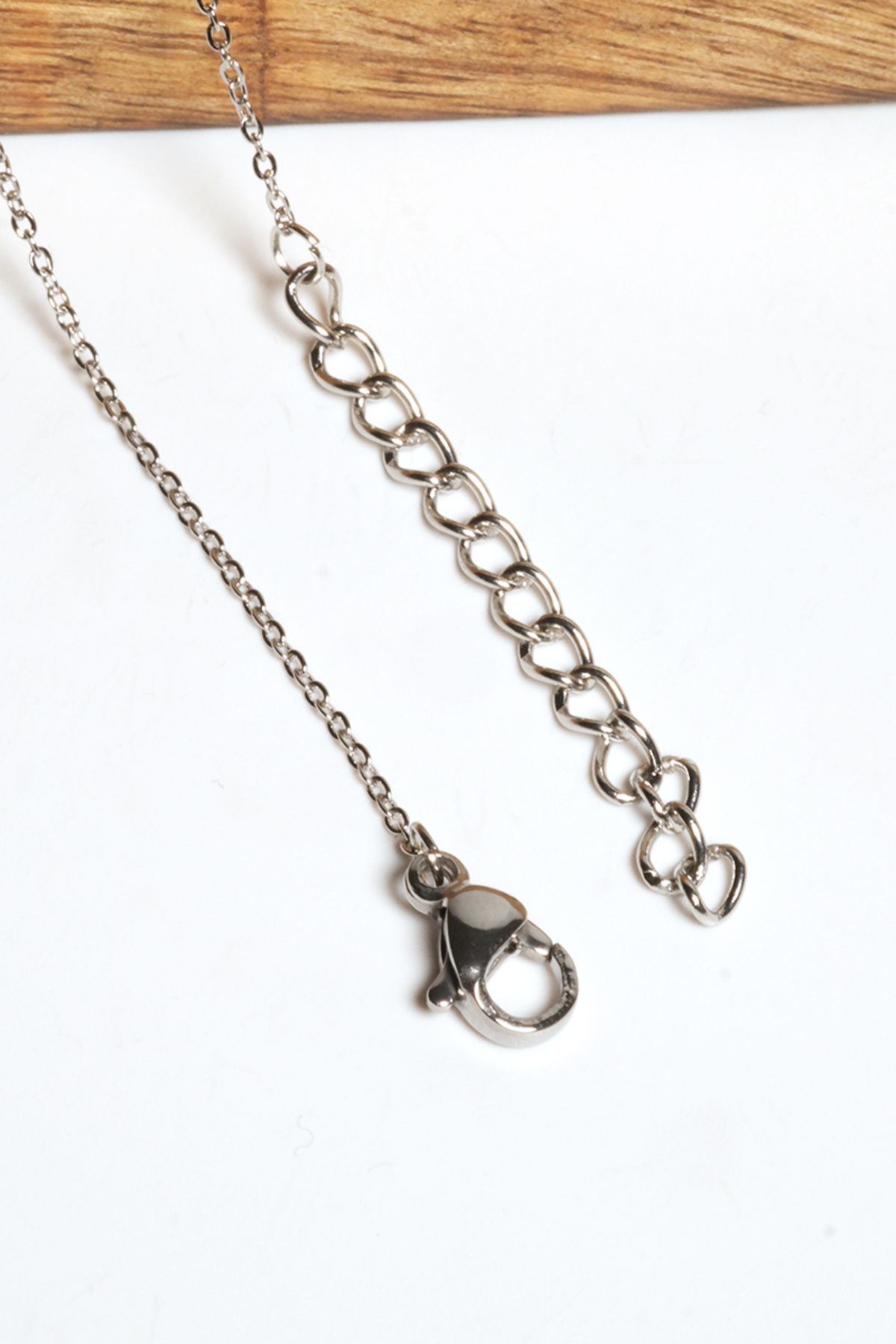 Chillin' Yüksek Kalite Damla Model His Taşı Isıya Göre Renk Değiştiren Kararmaz Gümüş Renk Çelik Kolye - Görsel 3