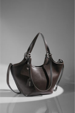 Rimense Kadın Acı Kahverengi Astarlı Fermuarlı El ve Omuz Çantası