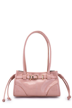 minebag Kemer Detaylı Suni Kılçıllı Deri Kadın Omuz Çanta Girls Pudra