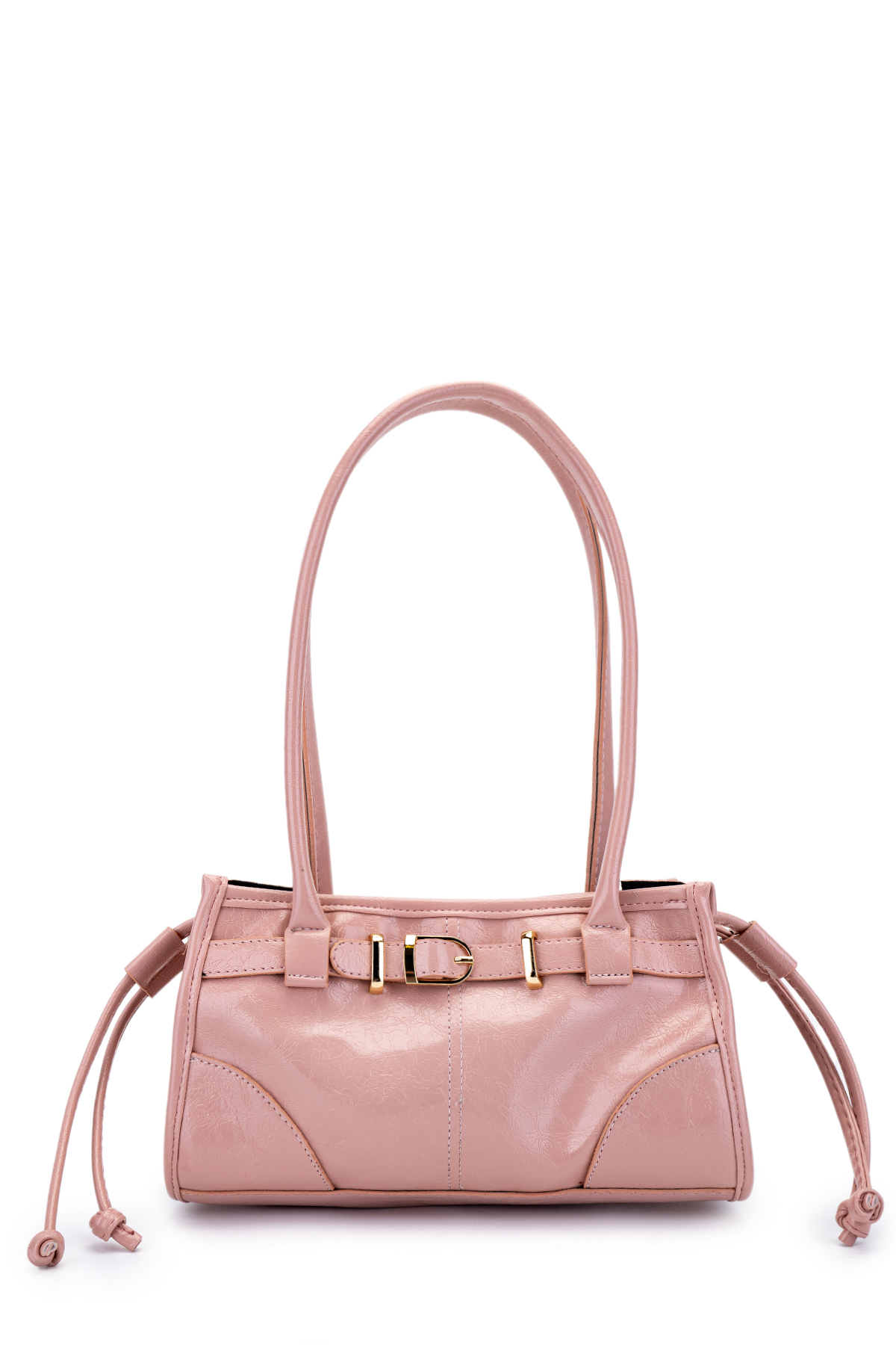 minebag Kemer Detaylı Suni Kılçıllı Deri Kadın Omuz Çanta Girls Pudra