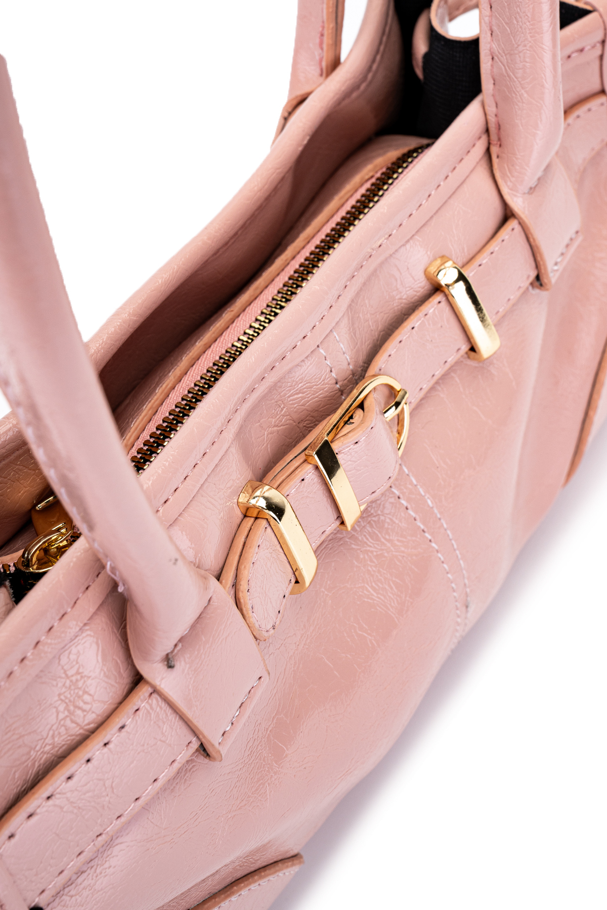 minebag Kemer Detaylı Suni Kılçıllı Deri Kadın Omuz Çanta Girls Pudra - Görsel 2