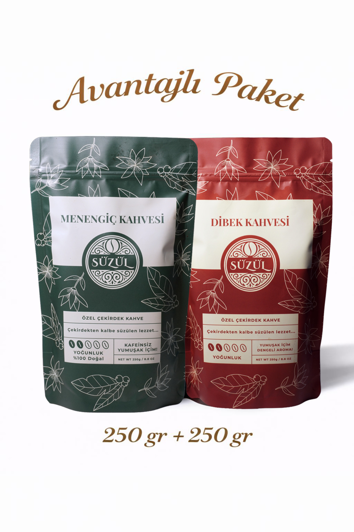 Süzül Kahve ve Baharat Menengiç Kahvesi + Dibek Kahvesi Seti 500 g Avantajlı Paket – Süzül