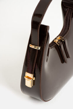 212 Kadın Rugan Cherry Bag Fermuar Kapamalı Özel Askı Detaylı Kol Çantası