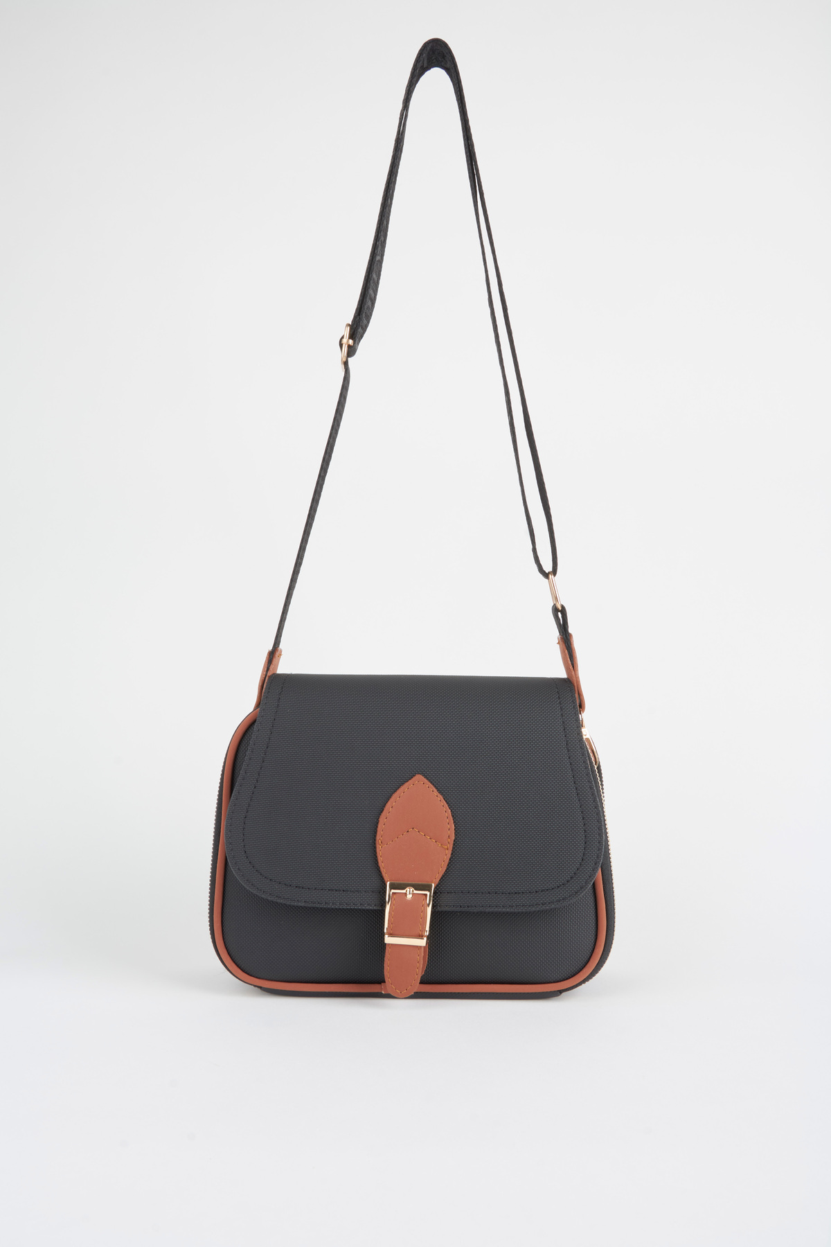 Vivaq Kadın Yonca Siyah-Taba 4 Cepli Kapaklı Fermuar ve Çıt Çıt Kapama Kol Ve Omuz Çantası - Görsel 2