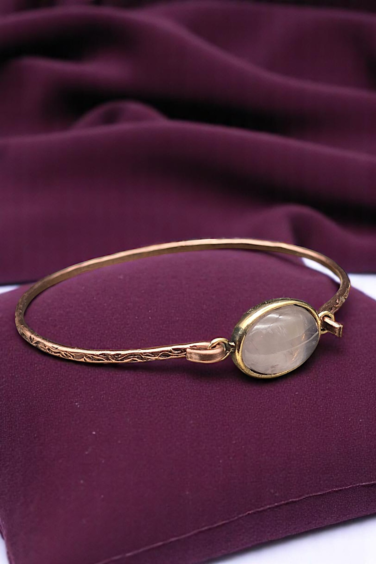 NBS Beautiful Naturel Stones Bakır ( Saf Gerçek ) Pembe Kuvars Trend Zarif Bileklik ( Nazar Koruma ) ( Özel Günler , Hediyelik ) - Görsel 3