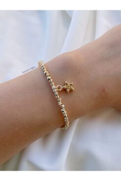 Eylülün Takısı Kadın Gold Renk Yıldız Figürlü Dorika Bileklik