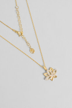 So CHIC... Nilüfer Çiçeği 18 Ayar Sarı Altın Kaplama 46 Cm Gümüş Kolye