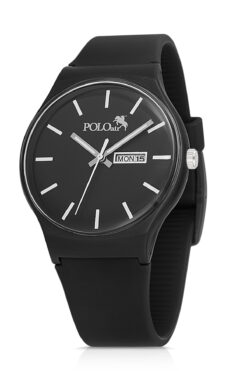 Polo Air Spor Unisex Silikon Kordon Gün Ay Takvimli Kol Saati Siyah Renk PL-1555B2x