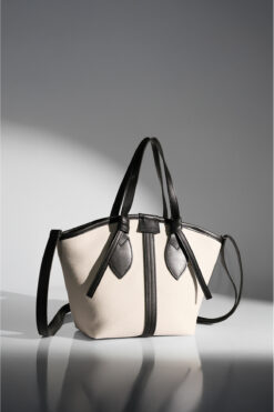 Rimense Kadın Siyah Keten Astarlı Fermuarlı El ve Omuz Çantası