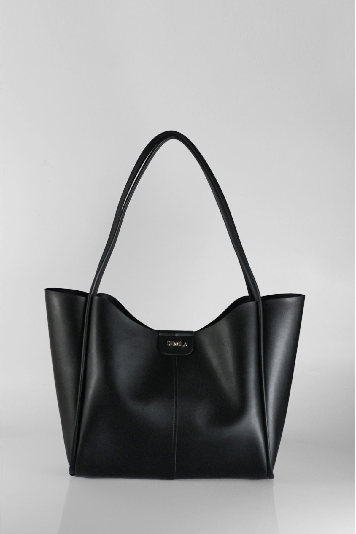 DENSİLA Kadın Siyah Büyük Boy Makyaj Çantalı El Ve Omuz Çantası - Görsel 2