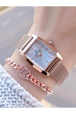 Daniel Klein Çelik Hasır Kordon 2 Yıl Garantili 3Atm Suya Dayanıklı Kadın Kol Saati+Bileklik B141195