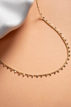 Elika Silver Gold Sıralı Sallantılı Pul Kolye