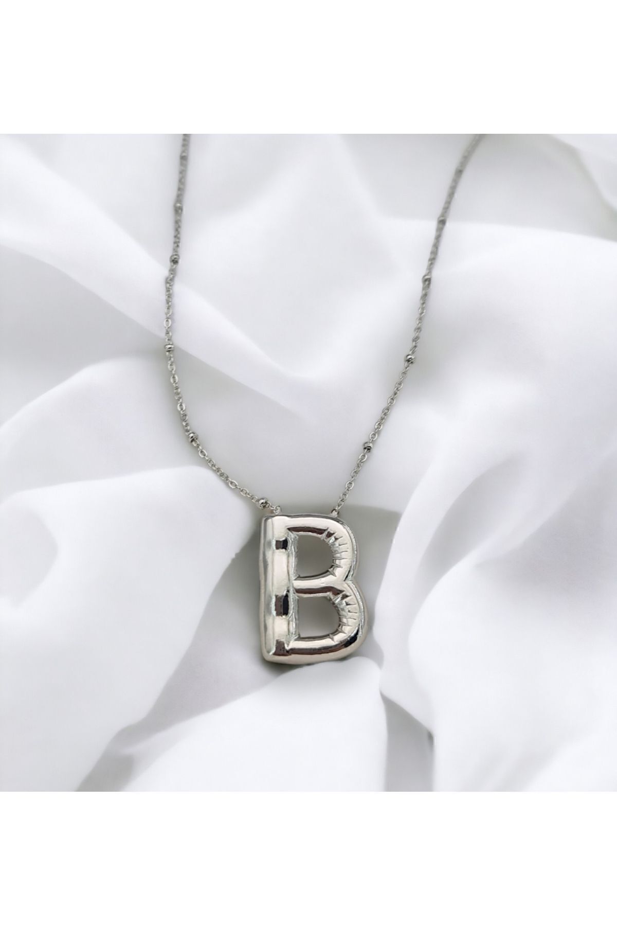 NV Jewellery Silver Balon B Harf Kolye 316 L Çelik