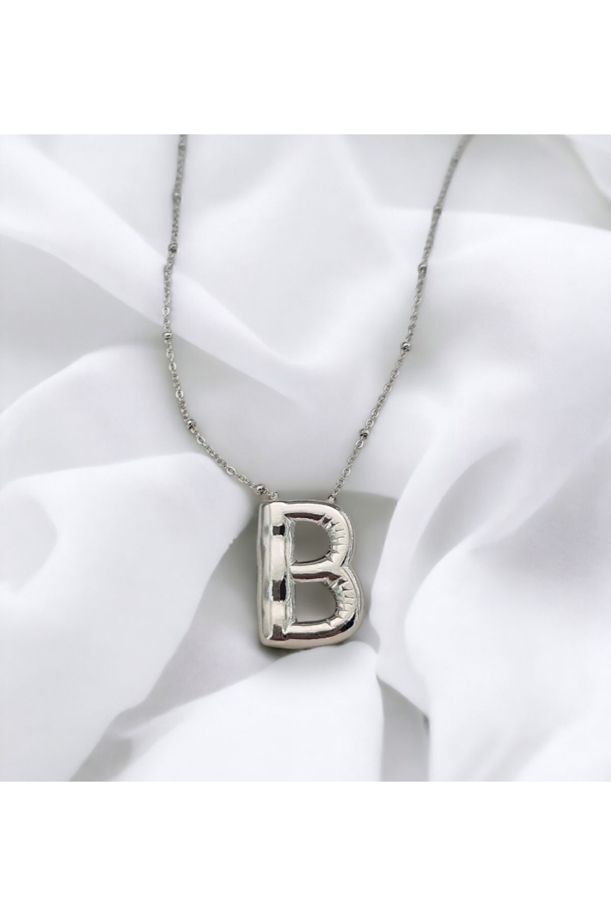 NV Jewellery Silver Balon B Harf Kolye 316 L Çelik - Görsel 3