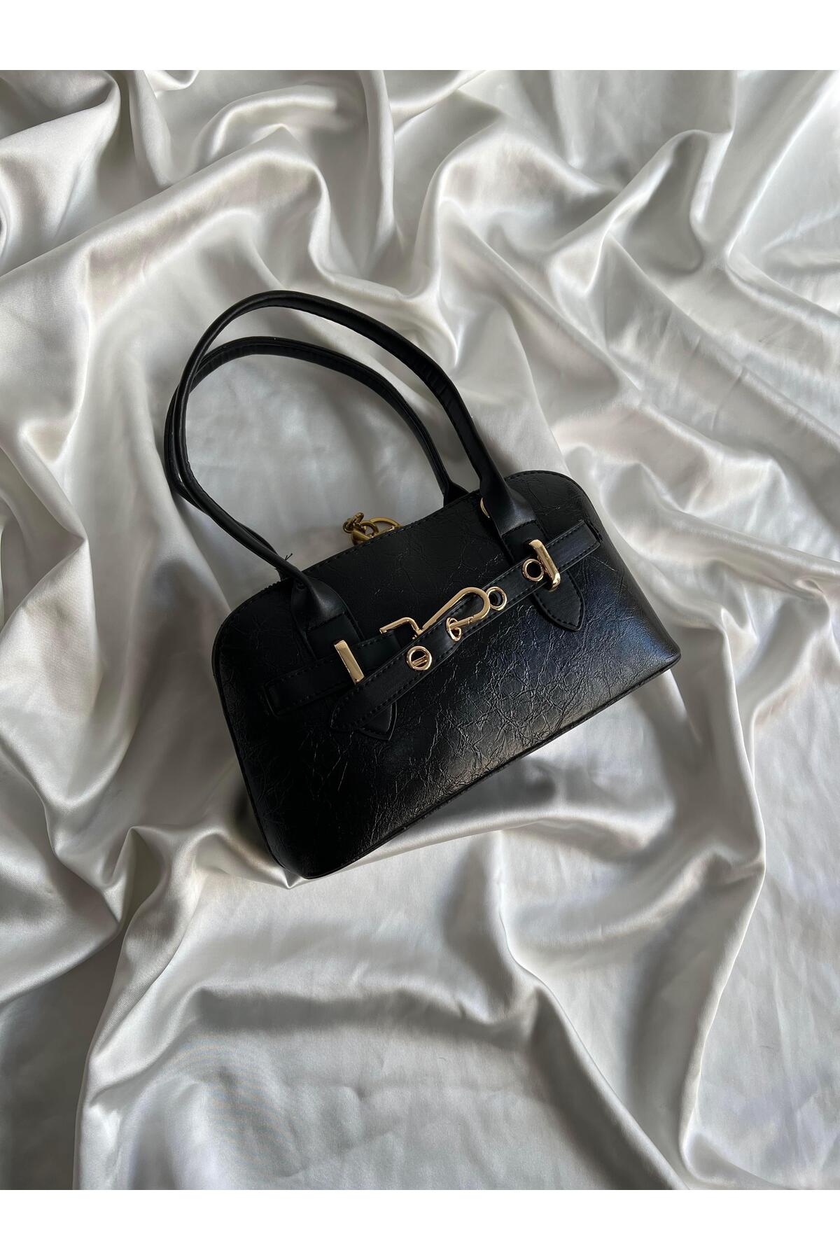 Mia Collection Carlos Model El Ve Kadın Omuz Çantası Düz Siyah - Görsel 3