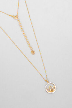 So CHIC... Nilüfer Zarafeti 18 Ayar Sarı Altın Kaplama 43 Cm Gümüş Kolye