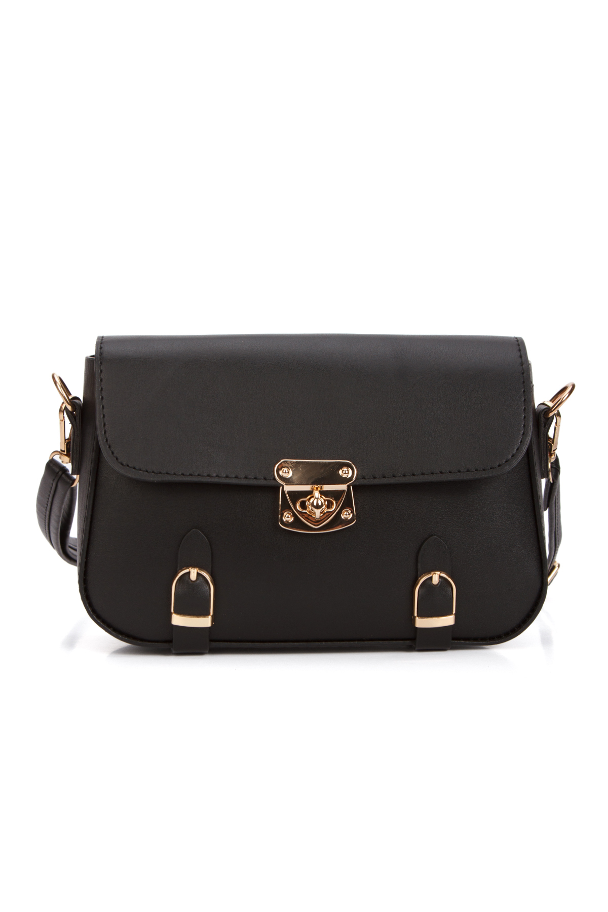 Adelina Bags Kadın Kilit Detaylı Siyah ve Bej Omuz Çantası 2 Adet Çanta - Görsel 2