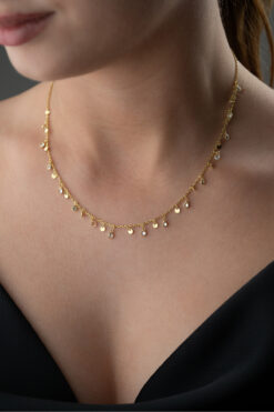 Silvano Jewelry 925 Ayar Gümüş Taşlı Pullu Zincir Kolye