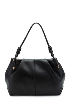 minebag Büzgü Detaylı Mat Chen Kol Çanta Siyah