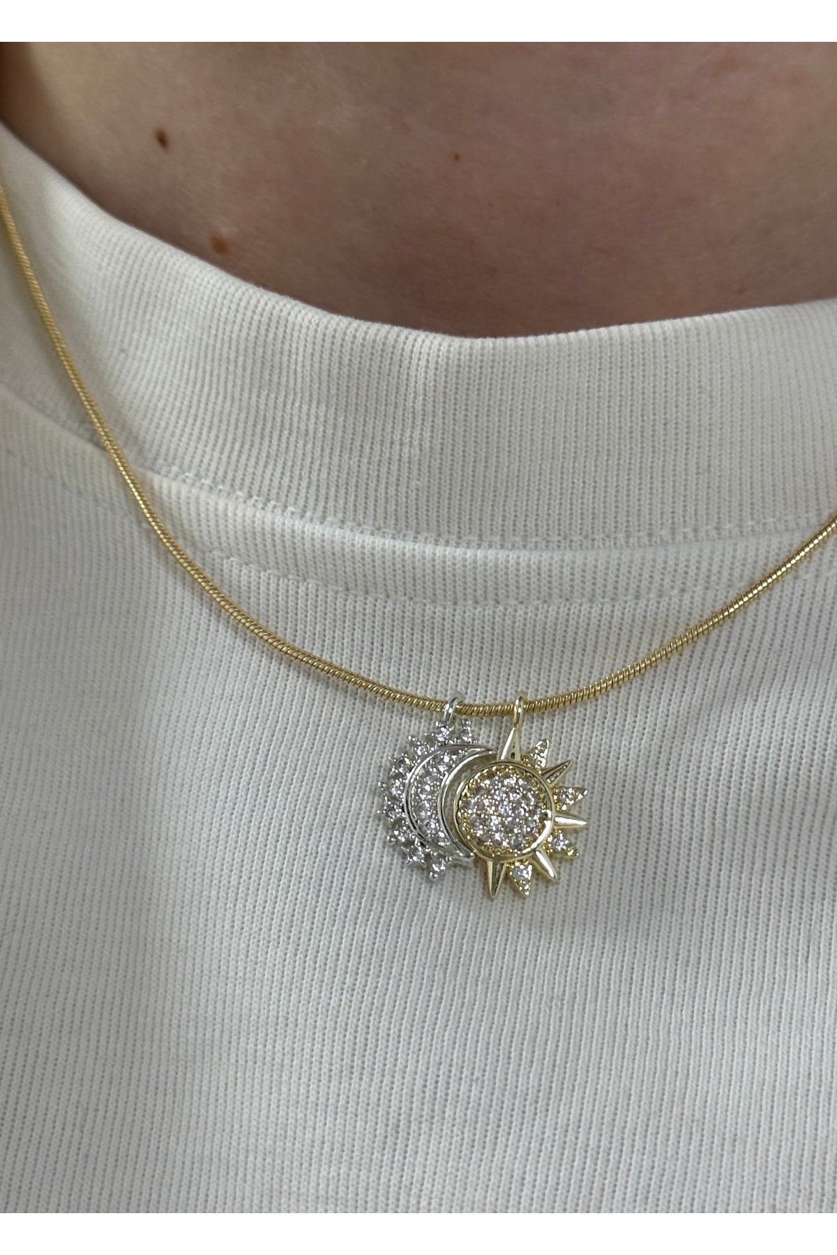 KİLİGİSTANBUL GÜNEŞ&AY KOLYE 40 CM