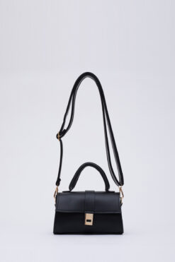 SHAKA Siyah Shk109 Suni Deri Çıtçıtlı Ayarlanabilir Askılı Kadın El, Kol Ve Omuz Çantası