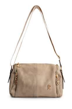 minebag Suni Deri Kadın Çapraz Çanta Polya Vizon