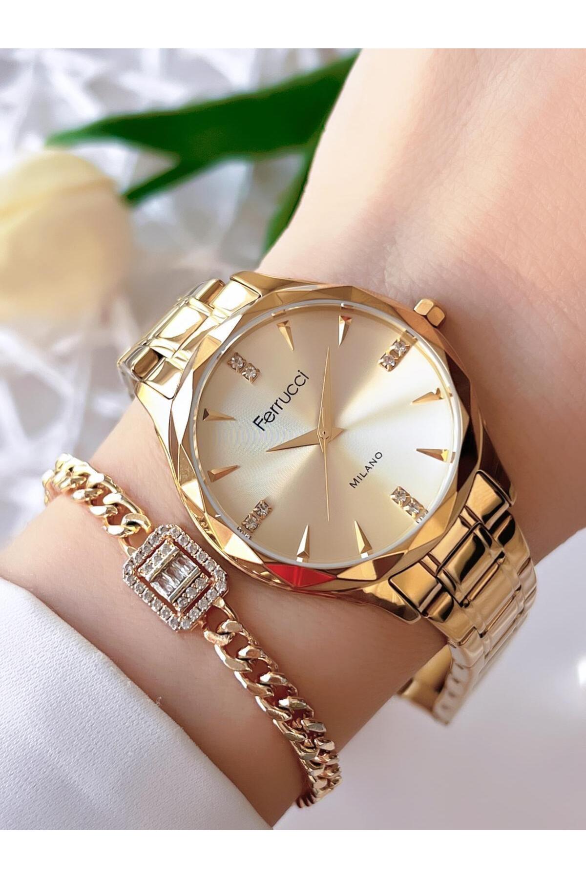 Ferrucci Kadın Kol Saati Bileklik Özel Seri Çelik Kordon Kararma Renk Atma Yapmaz Bilekte.f.07.01