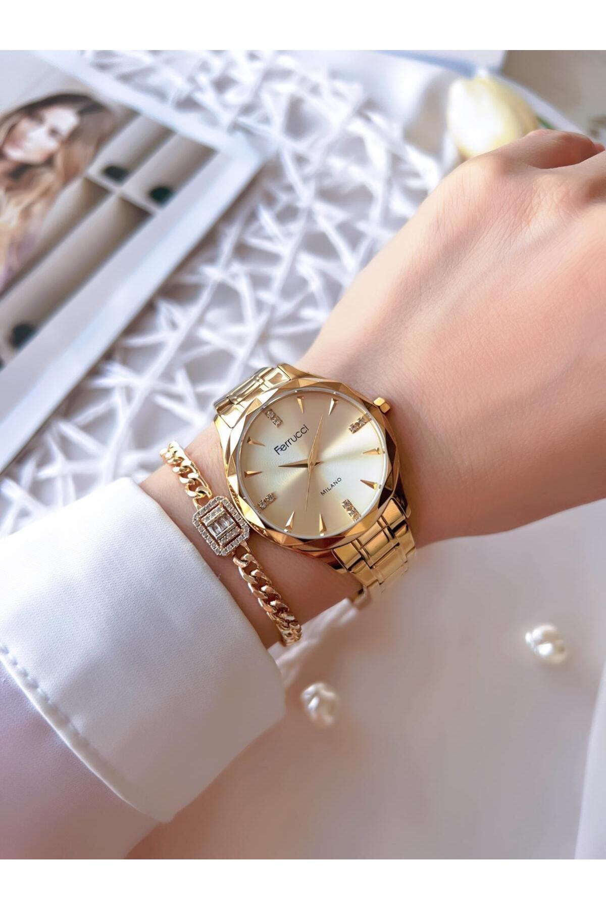 Ferrucci Kadın Kol Saati Bileklik Özel Seri Çelik Kordon Kararma Renk Atma Yapmaz Bilekte.f.07.01 - Görsel 2