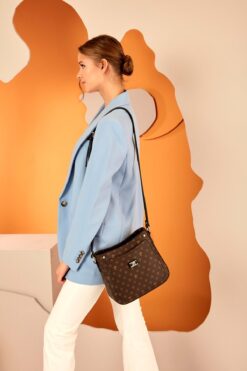 Pierre Cardin Kahve Monogram Kadın Omuz Çantası 05PO22Y1582