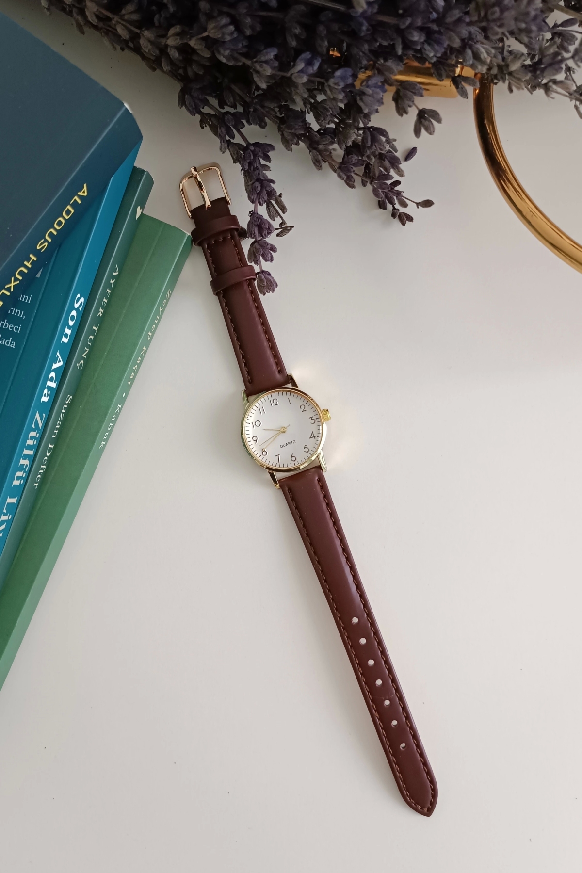 MİLABELLA Siesta Bordo Deri Kordonlu Kare Minimal Kadın Kol Saati - Görsel 2