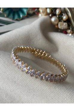 Aksesuar Çelik Gold Damla Suyolu Esnek Kelepçe Bileklik