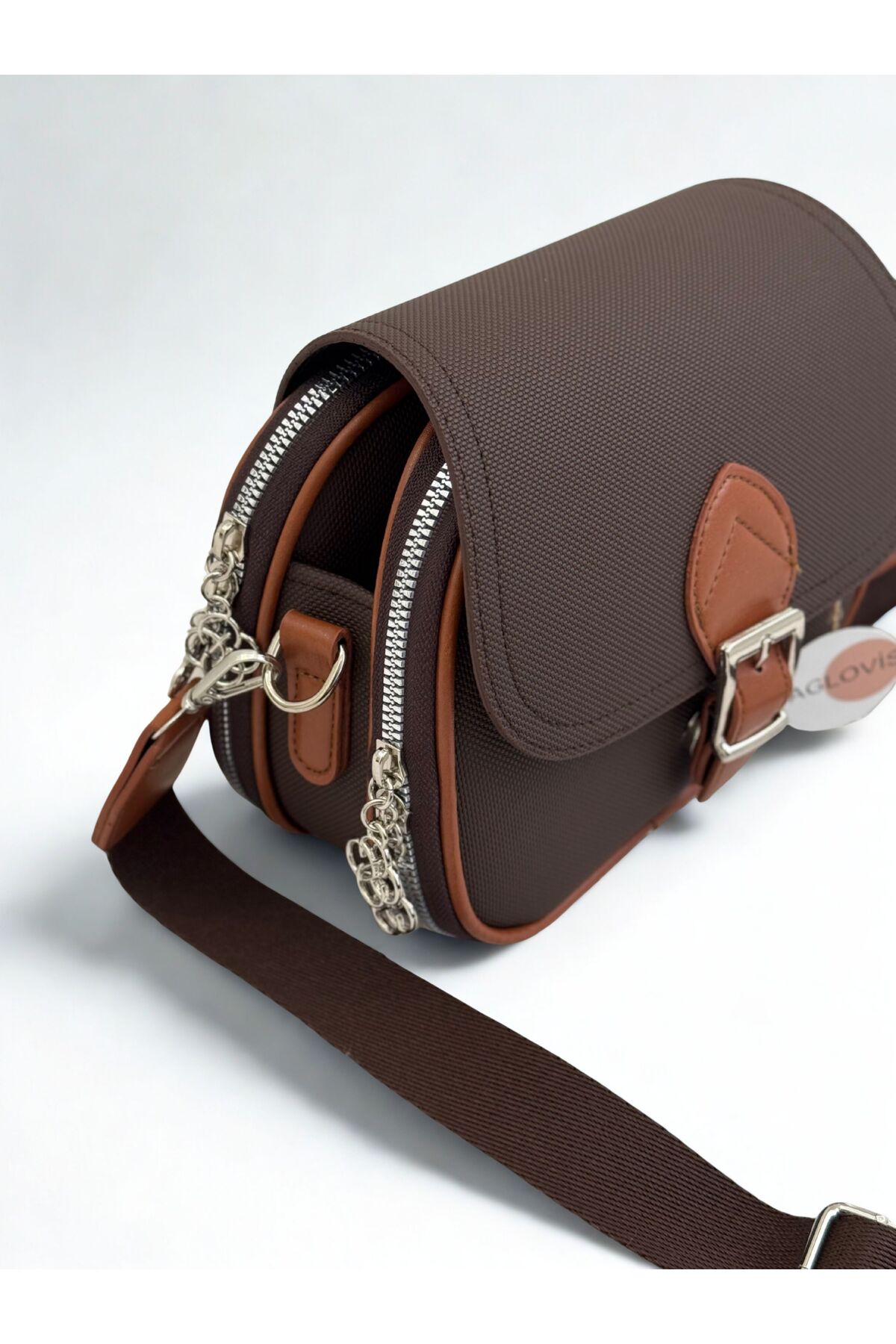 BAGLOVİS Çok Cepli Ayarlanabilir Askılı Lakos Deri Kadın Çapraz Omuz Çantası EN20 BOY16 - Görsel 2