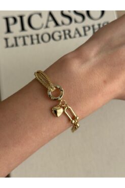 İREM YILDIZ Çelik 14K Kuyumcu Model Gold Şık Tasarımlı Bileklik