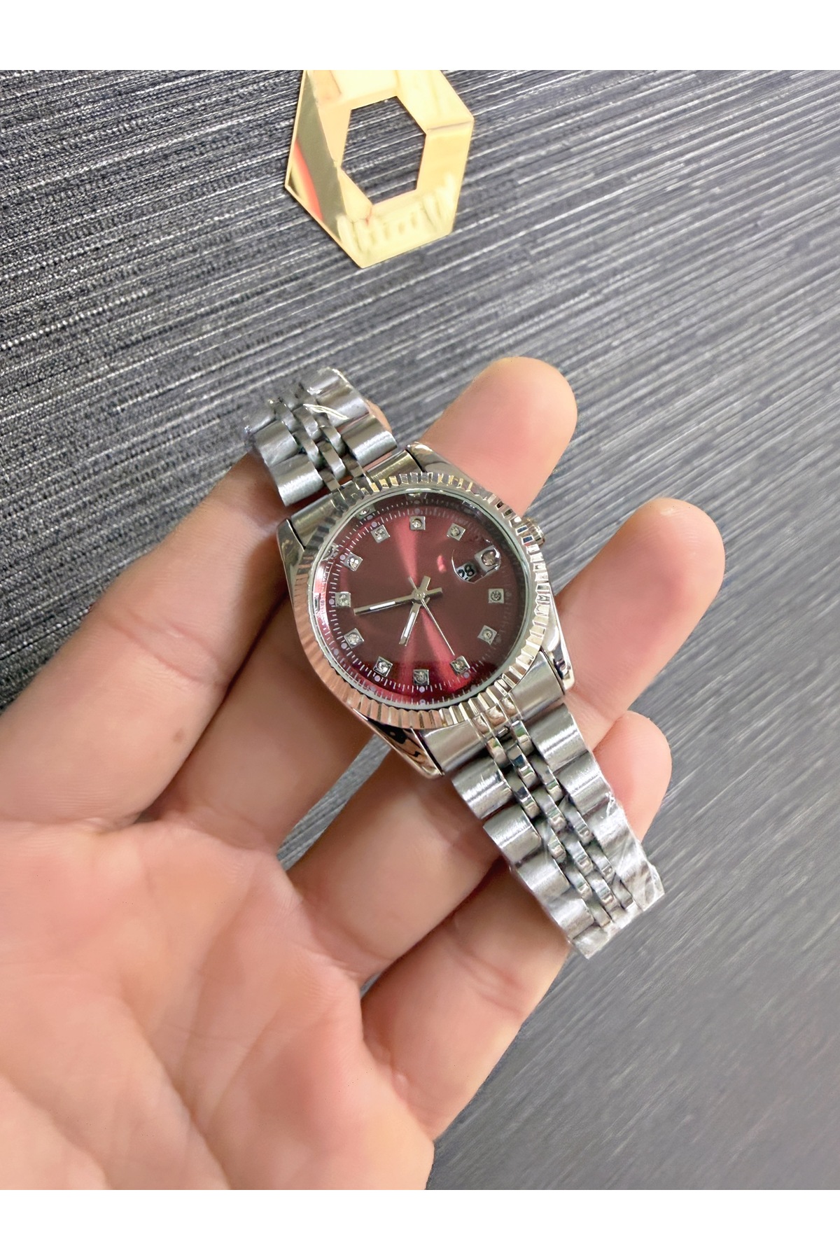 LOOQ Çelik Kordon Takvimli Kadın Kol Saati - Görsel 2