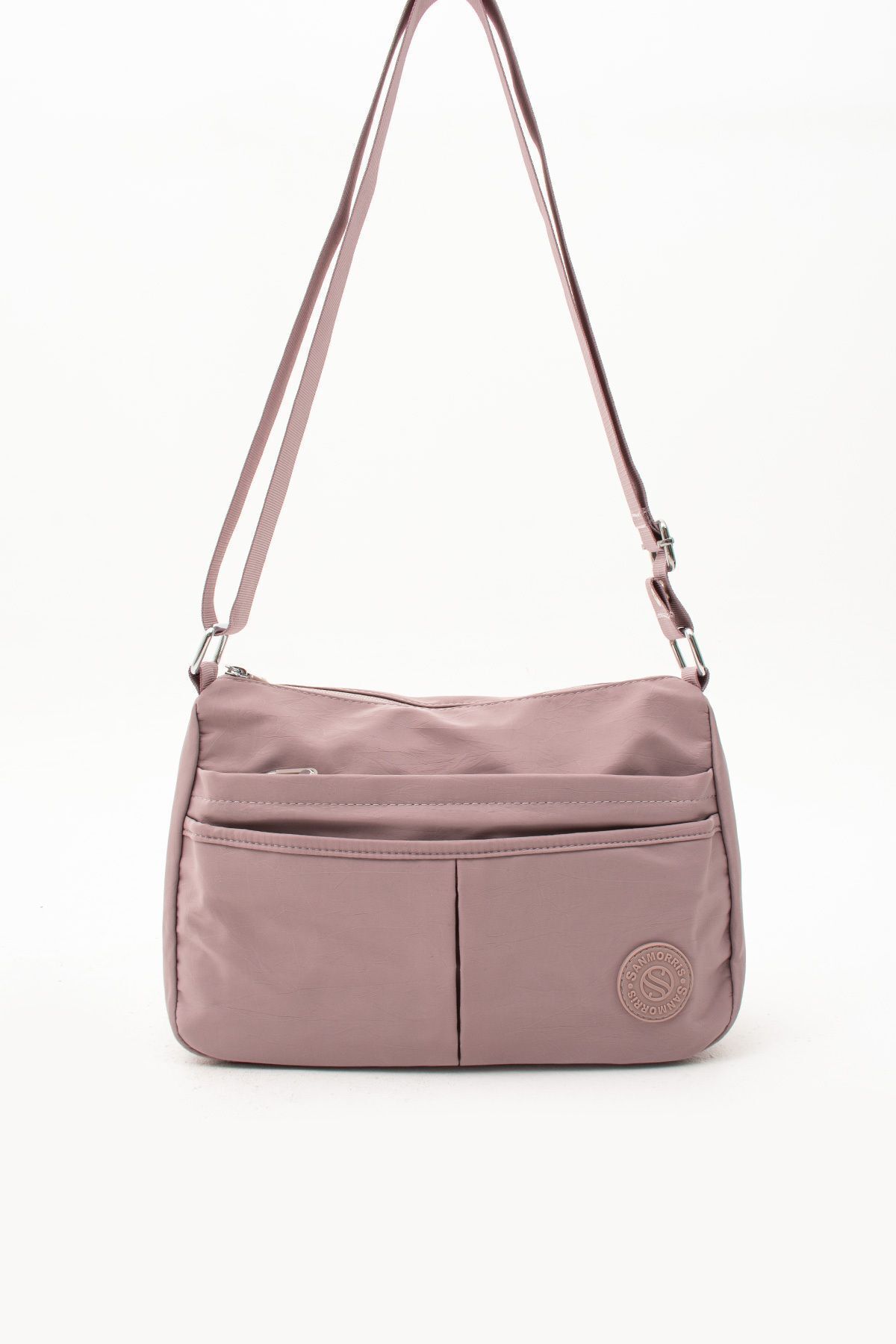 Sanmorris Kadın Suya Dayanıklı Paraşüt Kumaş 5 Gözlü Pudra Renkli Çapraz Askılı El Ve Omuz Çantası S-4009